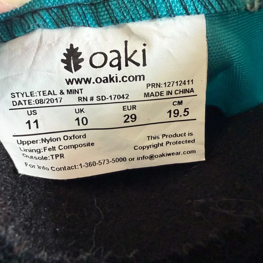 Oaki Kids Snow Boots Teal Mint Waterproof Nylon Rubber Winter Boots Size 11